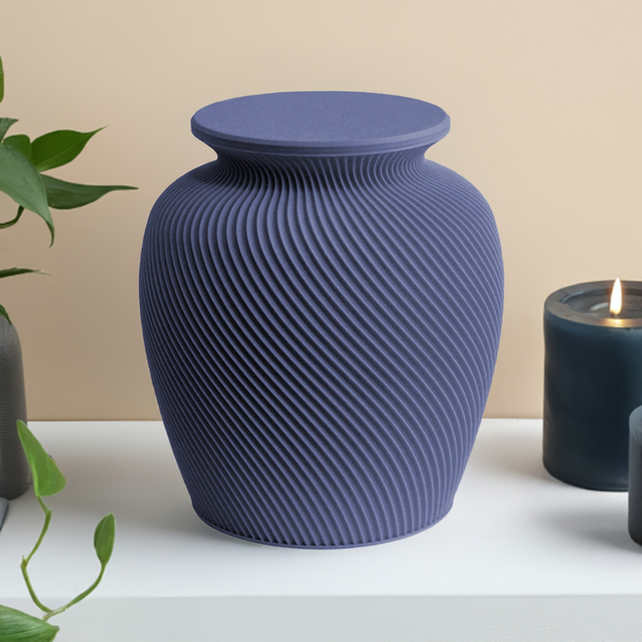 Elm cremation urn in Navy
