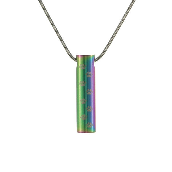 Rainbow Paw Print Vial Pendant