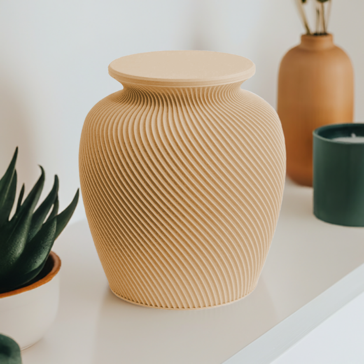 Elm cremation urn in Tan