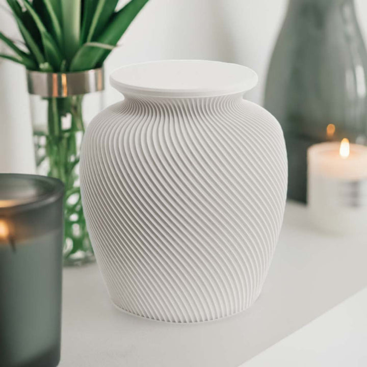Elm cremation urn in White